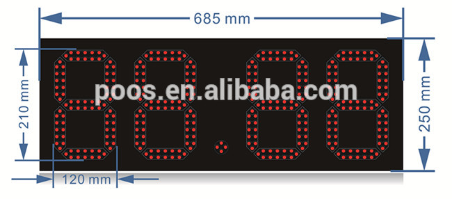 特殊款式摩洛哥热销8英寸单红色LED数字888.8格式汽油价格显示数字屏