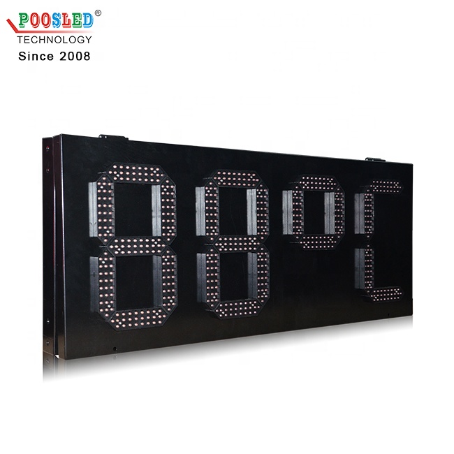 特殊样式ip53防雨铁箱户外12英寸7段红色LED时间温度数字牌