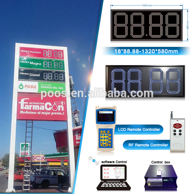 热卖墨西哥18英寸白色88.88 LED加油站油价数字牌