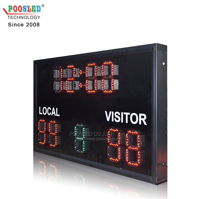 户内使用铝框IP53遥控6英寸红色LED篮球记分牌