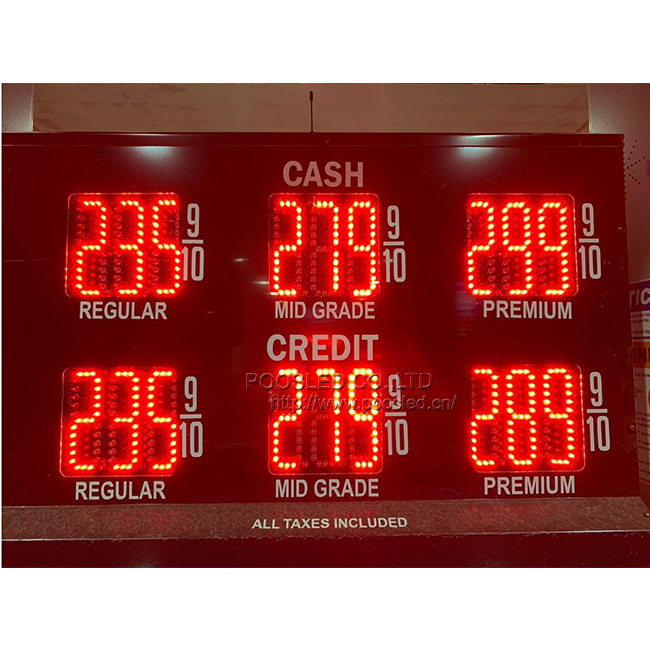 美国流行款式精巧设计PCB油价牌加油机顶部显示汽油价格LED数字屏