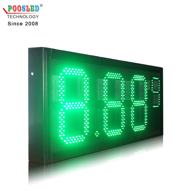 高质户内使用铝框10英寸+6英寸绿色LED数字油价牌8.88 9格式油价牌