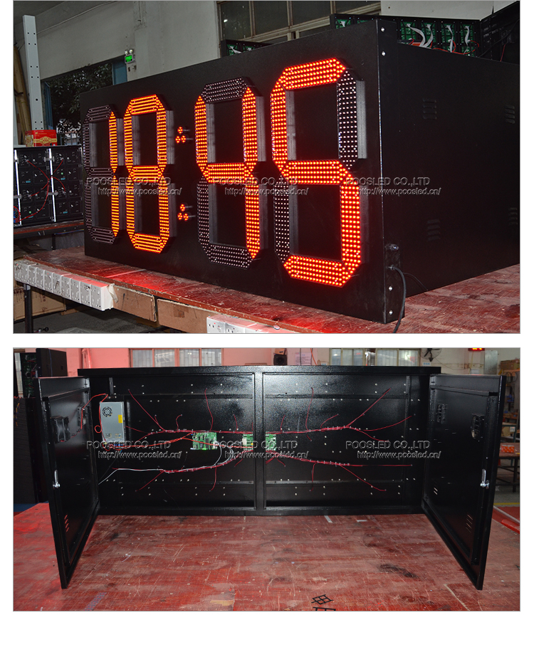 大尺寸户外使用LED时间温度数字屏