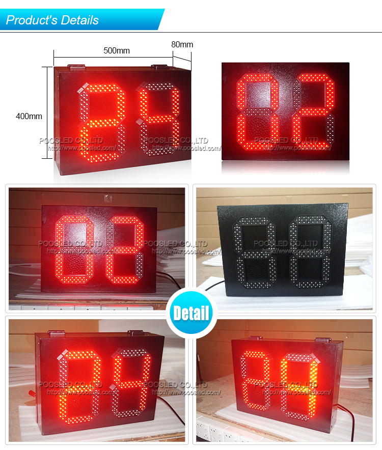 高亮度优质2位红色LED倒数计时器标志